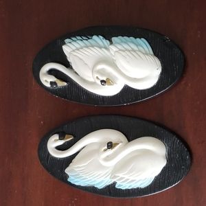 1965 Miller Studios Chalkware Swan Plaques 7"